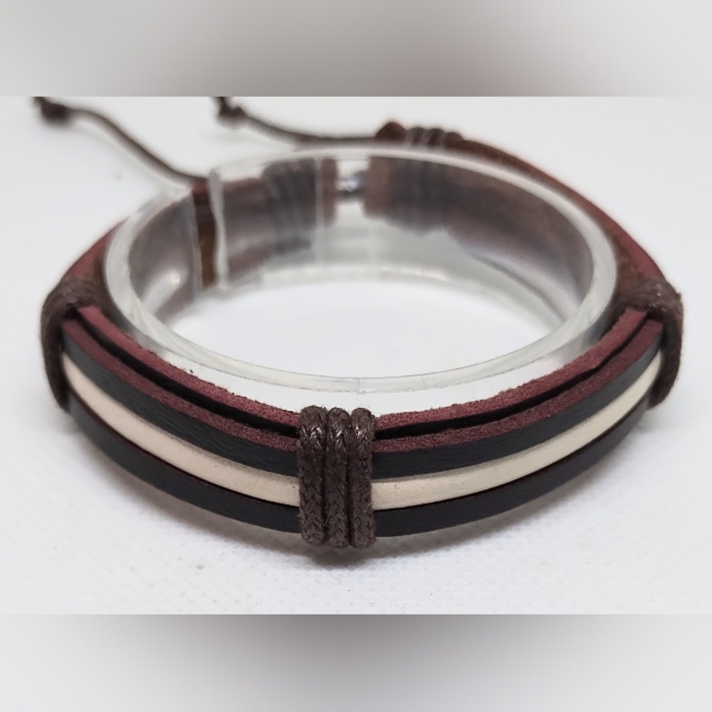 Men's Bracelet Leather Brown New f39